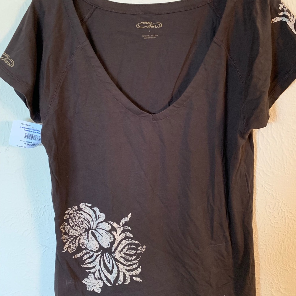 NWT Crazy Shirts Women's Brown Floral Top